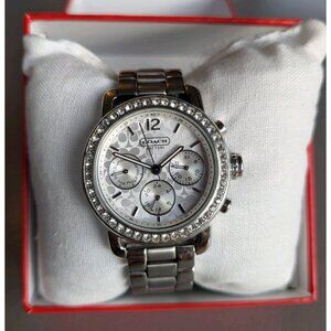 Coach Legacy Sport Silver Chronograph Womens Watch CA.75.7.14.0772S Box & Manual